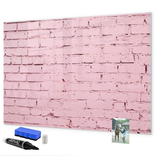 Tableau magnétique effaçable Mur rose avec espace pour les photos