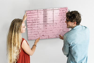 Tableau magnétique effaçable Mur rose avec espace pour les photos