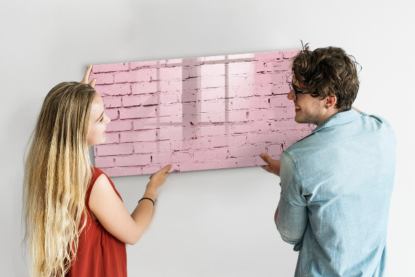 Tableau magnétique effaçable Mur rose avec espace pour les photos