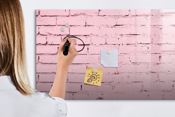 Tableau magnétique effaçable Mur rose avec espace pour les photos