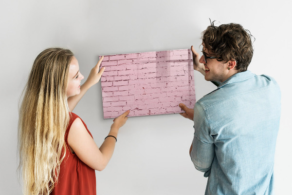 Tableau magnétique effaçable Mur rose avec espace pour les photos