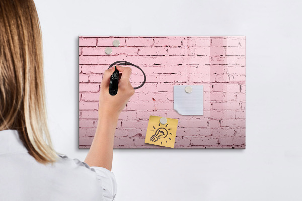 Tableau magnétique effaçable Mur rose avec espace pour les photos
