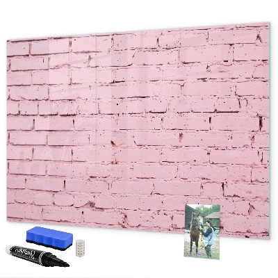 Tableau magnétique effaçable Mur rose avec espace pour les photos