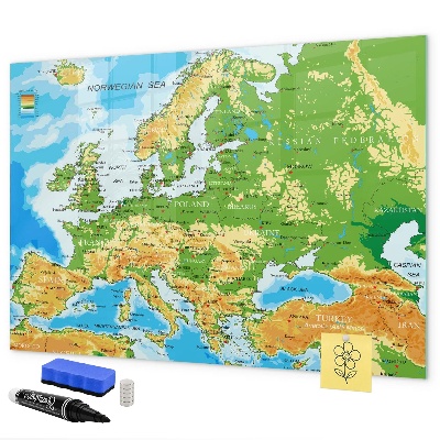 Tableau effaçable magnétique Une carte de l'Europe pour des souvenirs personnels