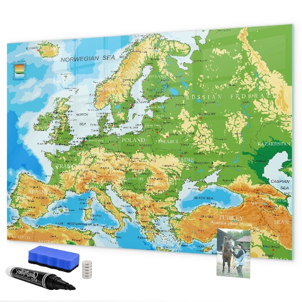 Tableau effaçable magnétique Une carte de l'Europe pour des souvenirs personnels