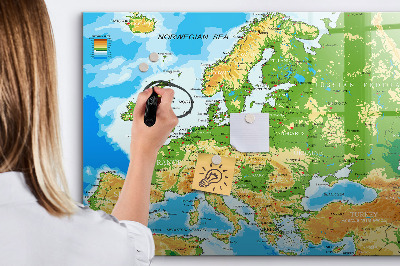 Tableau effaçable magnétique Une carte de l'Europe pour des souvenirs personnels