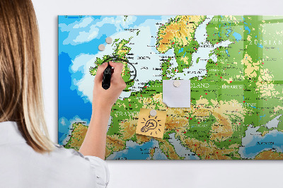 Tableau effaçable magnétique Une carte de l'Europe pour des souvenirs personnels