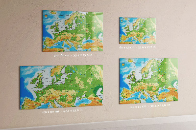 Tableau effaçable magnétique Une carte de l'Europe pour des souvenirs personnels