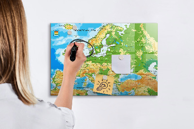 Tableau effaçable magnétique Une carte de l'Europe pour des souvenirs personnels