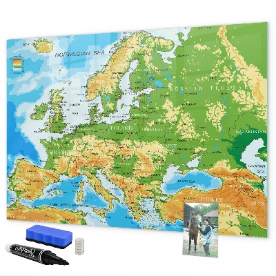 Tableau effaçable magnétique Une carte de l'Europe pour des souvenirs personnels