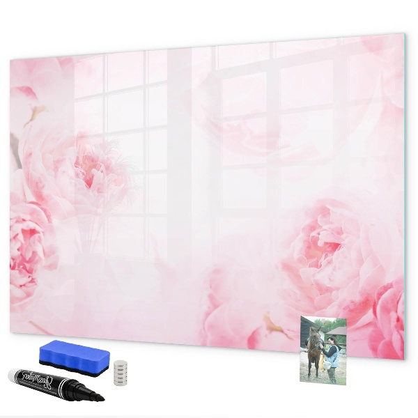 Tableau magnétique effaçable Souvenirs romantiques sur fond rose