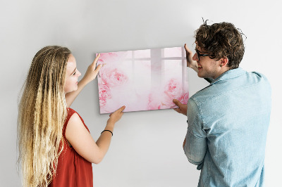 Tableau magnétique effaçable Souvenirs romantiques sur fond rose