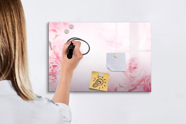 Tableau magnétique effaçable Souvenirs romantiques sur fond rose