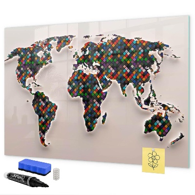 Tableau effaçable magnétique Monde interactif avec des espaces photos
