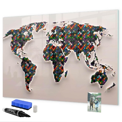 Tableau effaçable magnétique Monde interactif avec des espaces photos