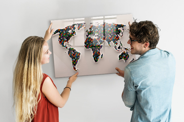 Tableau effaçable magnétique Monde interactif avec des espaces photos