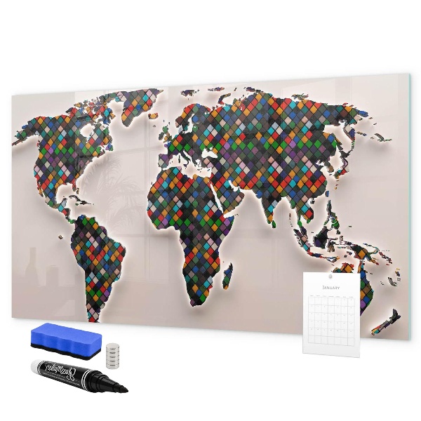 Tableau effaçable magnétique Monde interactif avec des espaces photos