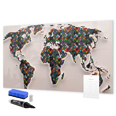 Tableau effaçable magnétique Monde interactif avec des espaces photos