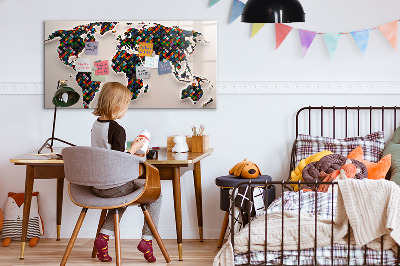 Tableau effaçable magnétique Monde interactif avec des espaces photos