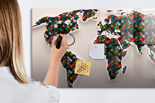 Tableau effaçable magnétique Monde interactif avec des espaces photos