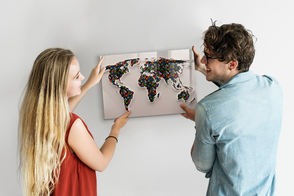 Tableau effaçable magnétique Monde interactif avec des espaces photos