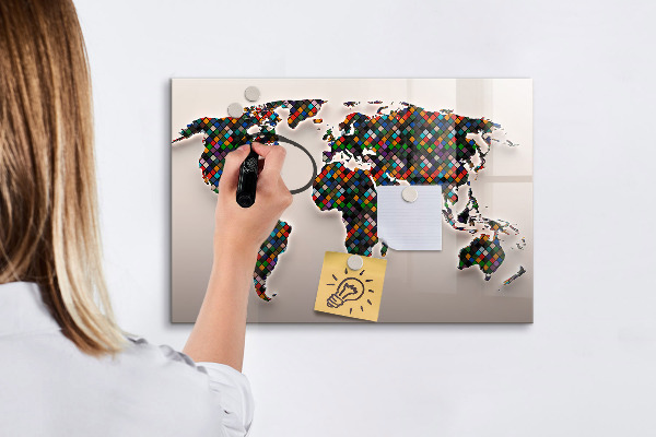 Tableau effaçable magnétique Monde interactif avec des espaces photos