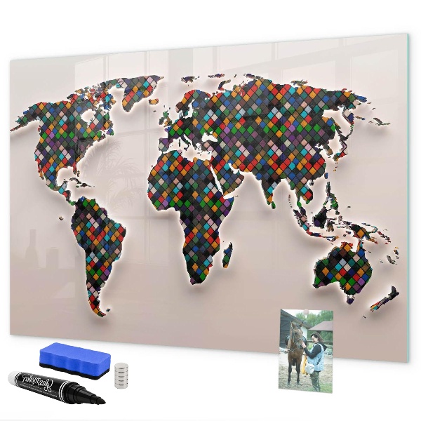 Tableau effaçable magnétique Monde interactif avec des espaces photos