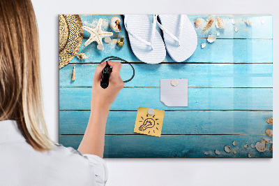 Tableau effaçable magnétique Souvenirs d'été sur un plateau coloré