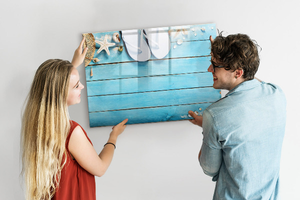 Tableau effaçable magnétique Souvenirs d'été sur un plateau coloré