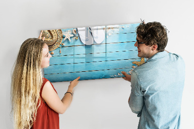 Tableau effaçable magnétique Souvenirs d'été sur un plateau coloré