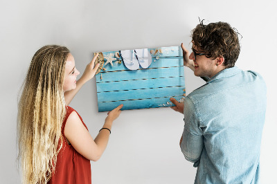 Tableau effaçable magnétique Souvenirs d'été sur un plateau coloré
