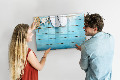 Tableau effaçable magnétique Souvenirs d'été sur un plateau coloré