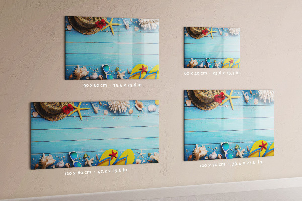 Tableau effaçable magnétique Souvenirs d'été sur fond bleu
