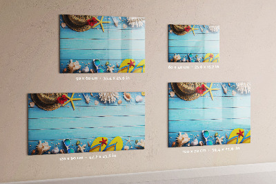 Tableau effaçable magnétique Souvenirs d'été sur fond bleu