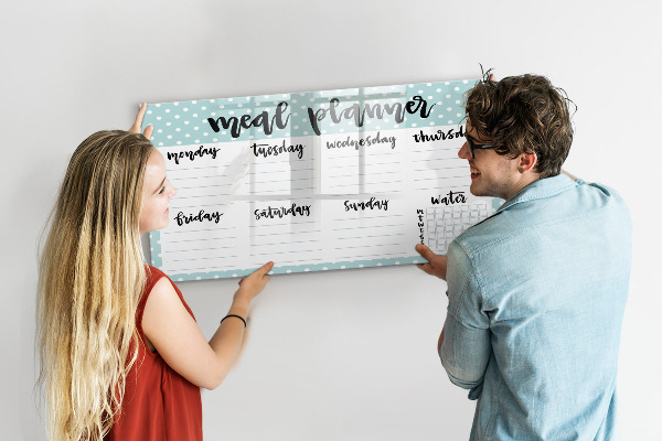 Tableau magnétique effaçable Planificateur de repas pour toute la semaine