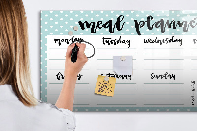 Tableau magnétique effaçable Planificateur de repas pour toute la semaine