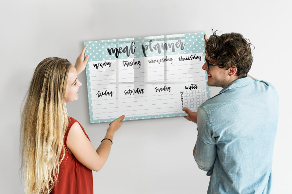 Tableau magnétique effaçable Planificateur de repas pour toute la semaine