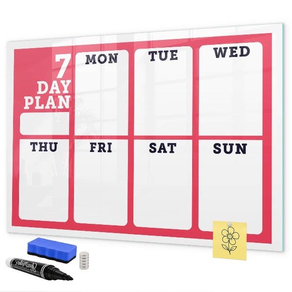 Tableau magnétique effaçable Plan hebdomadaire avec espace pour photos