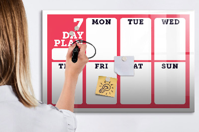 Tableau magnétique effaçable Plan hebdomadaire avec espace pour photos