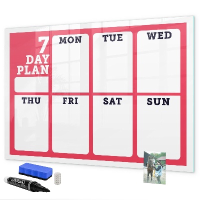 Tableau magnétique effaçable Plan hebdomadaire avec espace pour photos