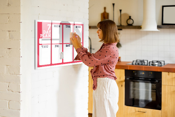 Tableau magnétique effaçable Plan hebdomadaire avec espace pour photos