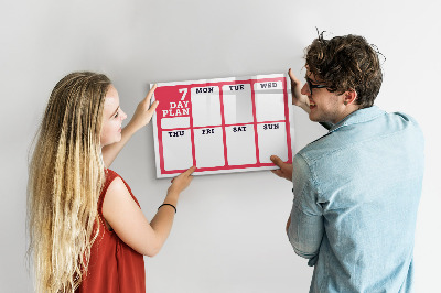 Tableau magnétique effaçable Plan hebdomadaire avec espace pour photos
