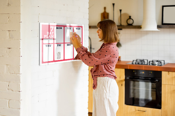 Tableau magnétique effaçable Plan hebdomadaire avec espace pour photos