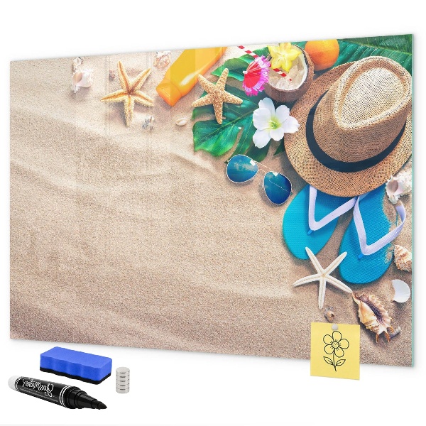 Tableau magnétique effaçable Souvenirs d'été à la plage