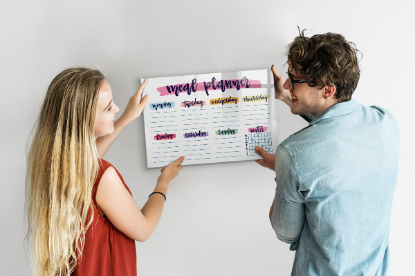Tableau magnétique effaçable Planificateur de repas quotidien