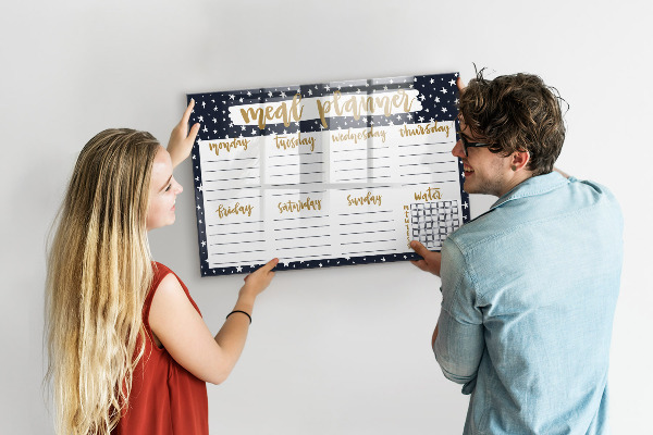 Tableau magnétique effaçable Planificateur de repas pour chaque semaine