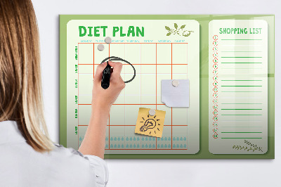 Tableau magnétique effaçable Plan de régime et liste de courses