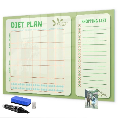 Tableau magnétique effaçable Plan de régime et liste de courses