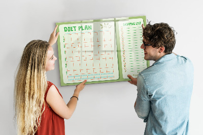 Tableau magnétique effaçable Plan de régime et liste de courses