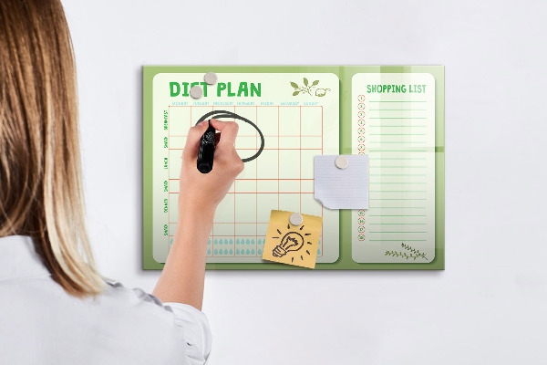 Tableau magnétique effaçable Plan de régime et liste de courses